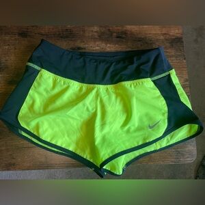 Nike Women's Lime and Black Athletic Shorts